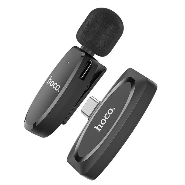 Mikrofon krawatowy bezprzewodowy USB C Hoco L15 czarny