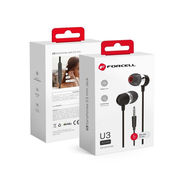 Słuchawki przewodowe douszne Jack 3,5 mm Forcell F-Audio U3 czarne