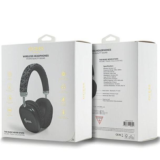 GUESS słuchawki bezprzewodowe bluetooth nauszne GUBHK1GCTCSK (Gcube Metallic Script Logo) czarne