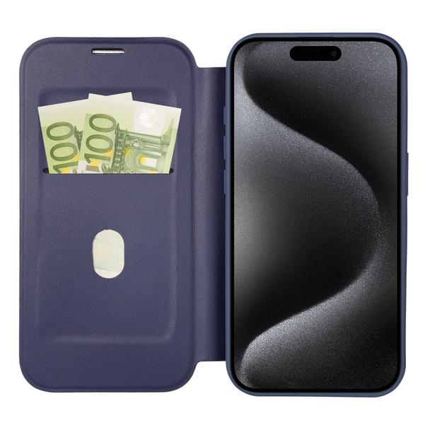 Etui z klapką na iPhone 15 PRO Smart Mag zgodne z MagSafe niebieskie