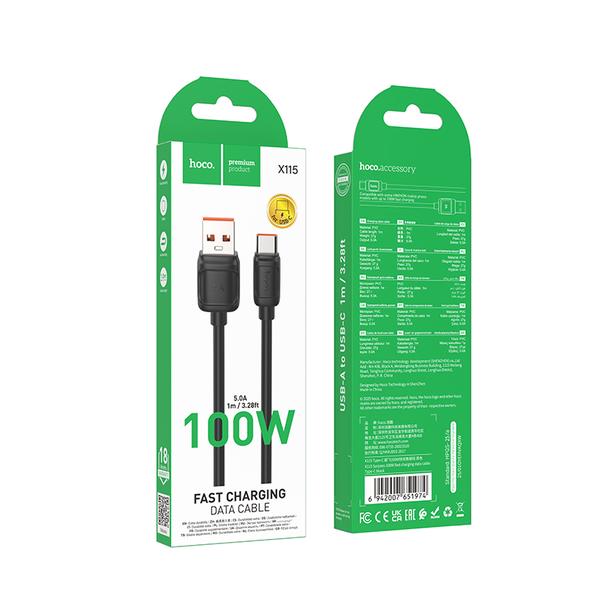 Kabel USB A do USB C Hoco PD 5A 100W 1 m X115 czarny