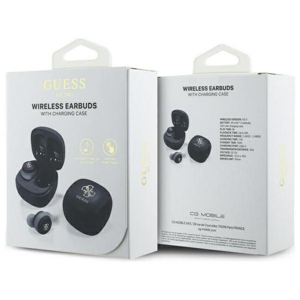 GUESS słuchawki bezprzewodowe bluetooth TWS GUTWSJ144ESK (Mini Iridescent 4G Printed Logo) czarne