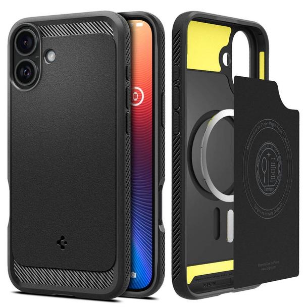 SPIGEN futerał RUGGED ARMOR MAG kompatybilny z MagSafe do IPHONE 16 matte black