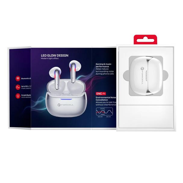 Słuchawki bezprzewodowe douszne TWS Forcell F-Audio Pulse Air ENC srebrny 0INT
