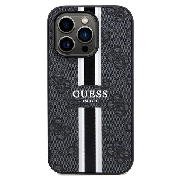 GUESS futerał do IPHONE 15 Pro kompatybilny z MagSafe GUHMP15LP4RPSK (4G Printed Stripes) czarny