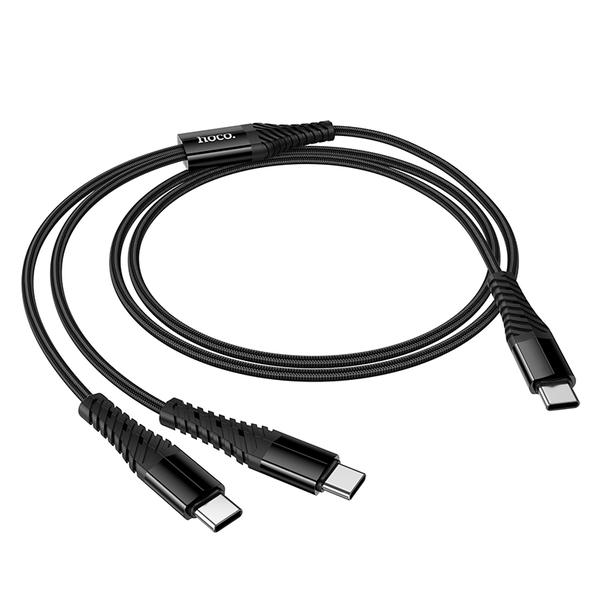 Kabel 2w1 USB C do USB C+C Hoco 1 m X123 czarny