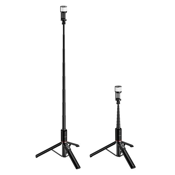 Selfie stick tripod z pilotem bezprzewodowym + światłem LED Hoco K34 czarny