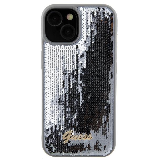 GUESS futerał do IPHONE 13 / 14 / 15 GUHCP15SPSFDGSS (Sequin Script Metal) srebrny