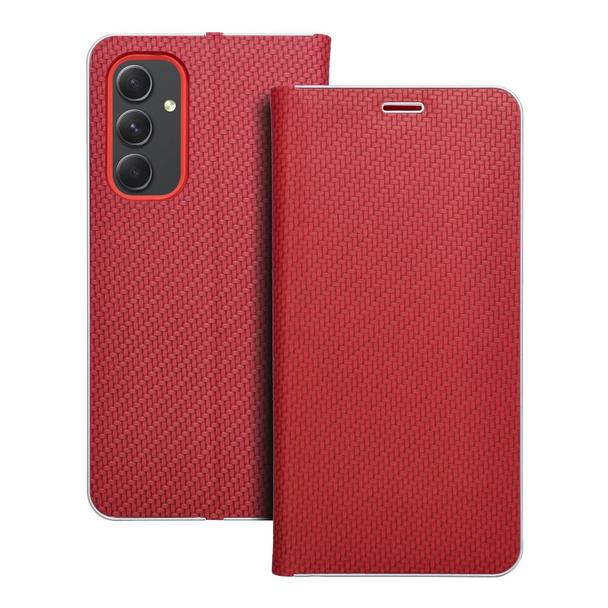Etui z klapką na Samsung A54 5G Luna Book Carbon czerwone