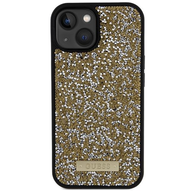 GUESS futerał do IPHONE 13 / 14 / 15 GUHCP15SPFGSBSD (Rhinestone Metal Logo) żółty