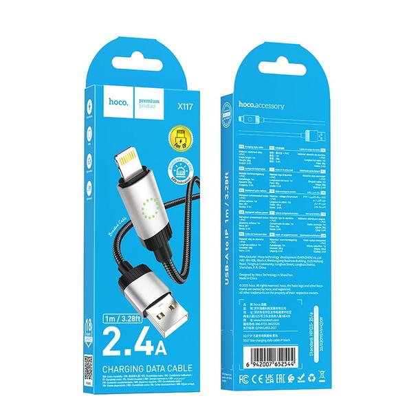 Kabel USB A do Lightning Hoco 2,4A 1 m X117 czarny