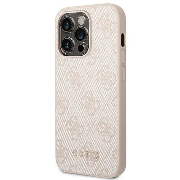 GUESS futerał do IPHONE 14 Pro GUHCP14LG4GFPI (4G Gold Logo) różowy