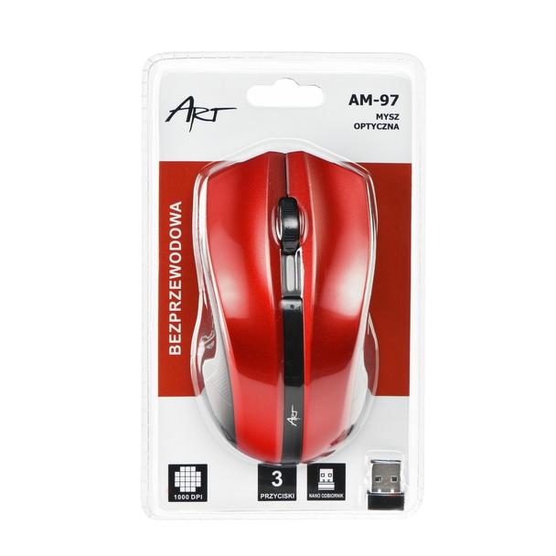 ART myszka komputerowa bezprzewodowa 2,4G 1000 dpi AM-97 czerwona