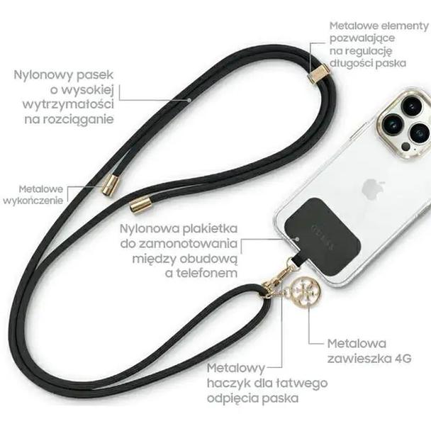 Zawieszka GUESS GUUCNMG4EK (Cord and 4G Charm / złoto czarny)