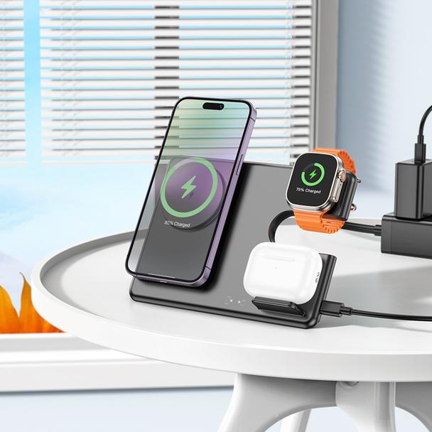 Ładowarka indukcyjna Hoco 3w1 15W kompatybilna z Apple Watch CQ1 czarna