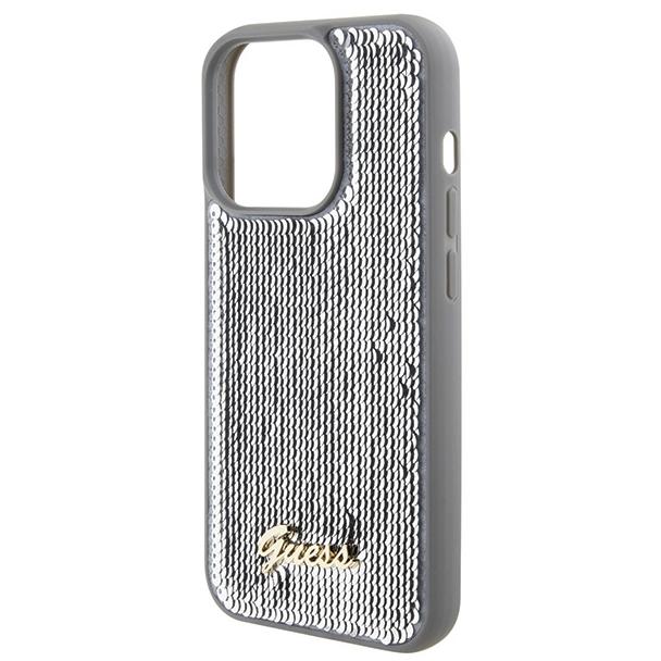 GUESS futerał do IPHONE 15 Pro GUHCP15LPSFDGSS (Sequin Script Metal) srebrny
