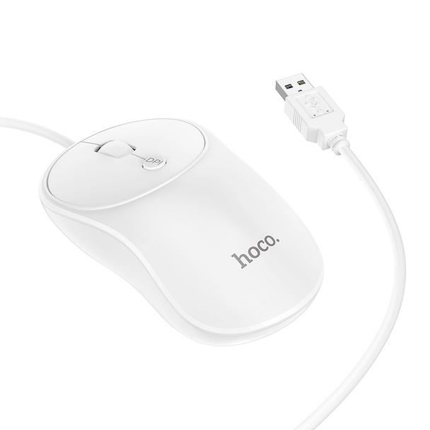 Myszka przewodowa Hoco USB A 1600 dpi GM13 biała