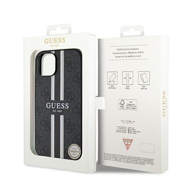 GUESS futerał do IPHONE 15 kompatybilny z MagSafe GUHMP15SP4RPSK (4G Printed Stripes) czarny