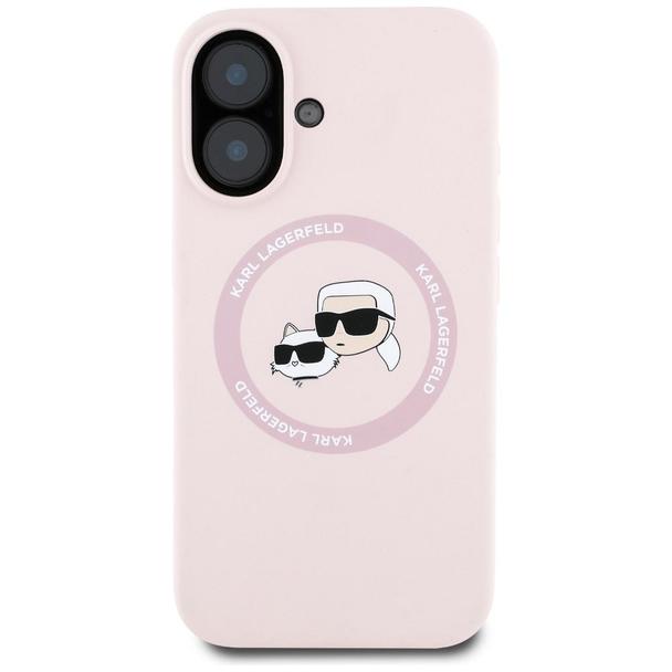 KARL LAGERFELD futerał do IPHONE 16 kompatybilny z MagSafe KLHMP16SSKCHTCP (Silicone KC Heads) różowy