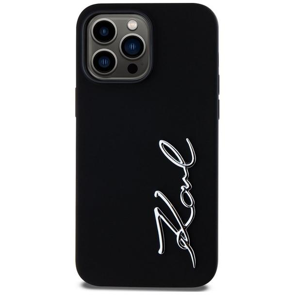 KARL LAGERFELD futerał do IPHONE 14 Pro Max KLHCP14XSCMSMVK (Silicone Sign Metal Logo) czarny
