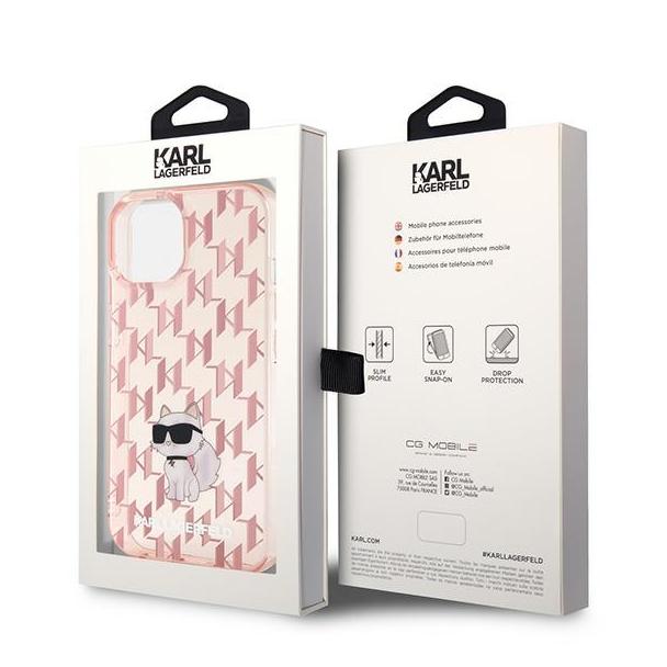 KARL LAGERFELD futerał do IPHONE 15 KLHCP15SHNCMKLP (Monogram) różowy