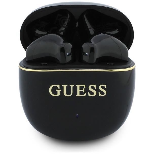 Słuchawki bezprzewodowe douszne TWS Guess Glossy Gold Line Classic czarne
