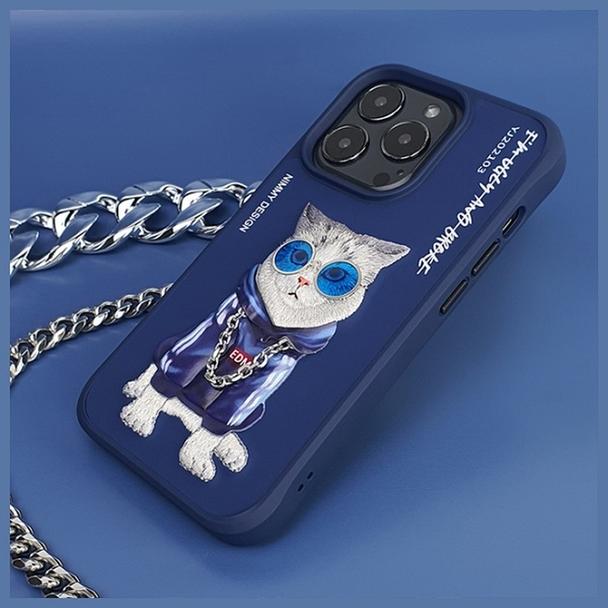 NIMMY futerał GLASSES COOL CAT do IPHONE 15 Pro niebieski