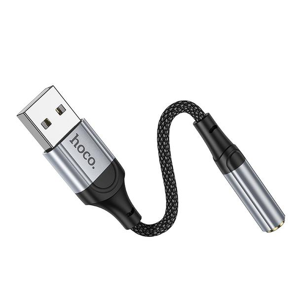 Adapter AUX USB A do Jack 3,5 mm Hoco 0,12 m LS36 czarny