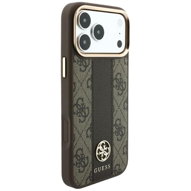 GUESS futerał do IPHONE 18 Pro Max/17 Pro Max kompatybilny z MagSafe (Stripe Round and Classic Logos 4G) brązowy