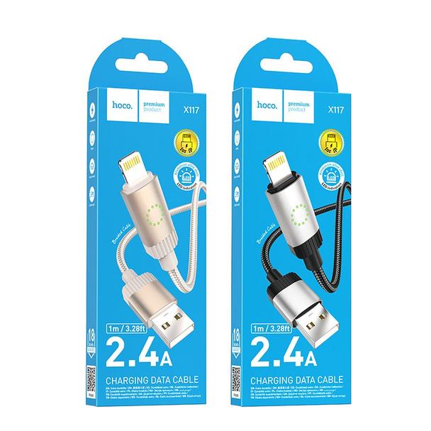 Kabel USB A do Lightning Hoco 2,4A 1 m X117 czarny