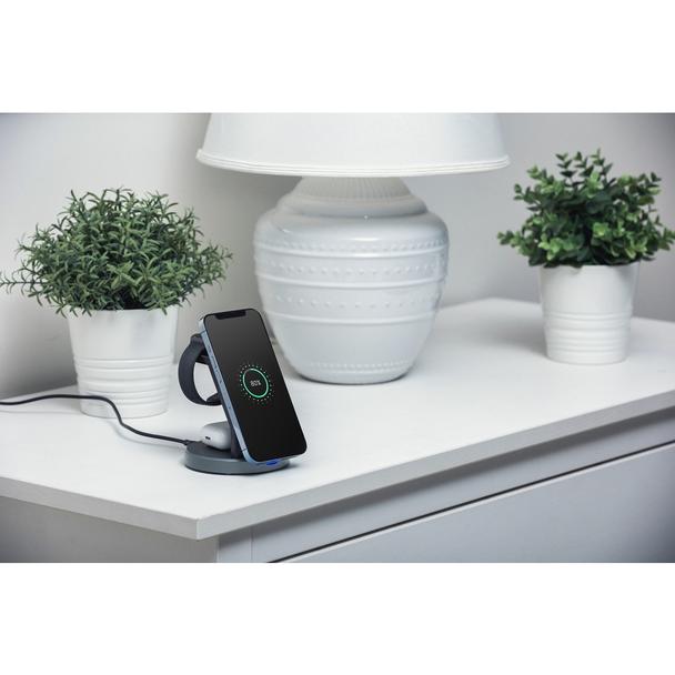 FORCELL ładowarka indukcyjna Qi 3w1 15W Solid Mag Charger kompatybilny z MagSafe czarna