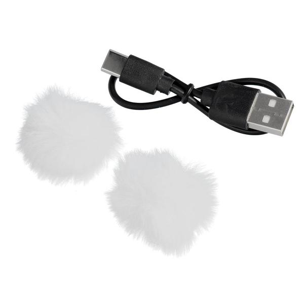 Mikrofon krawatowy bezprzewodowy Lightning podwójny z długim włosiem (2 w zestawie) K1 biały