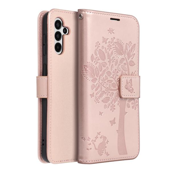 Etui z klapką na Samsung A13 5G / A04S Mezzo Book drzewo złoto-różowe