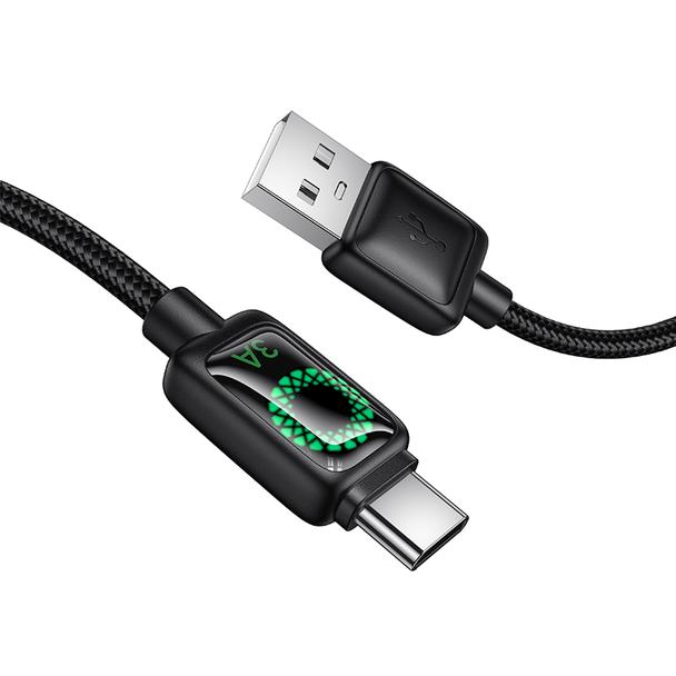 Kabel USB A do USB C Hoco 3A 1,2 m z LCD U146 czarny
