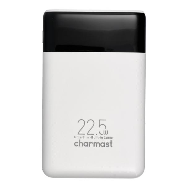 Powerbank PD3.0 3A 22,5W 10000 mAh z wbudowanymi kablami USB C / Lightning Charmast W1202 biały 0INT