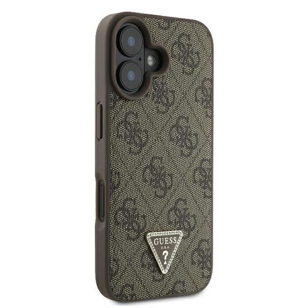 GUESS futerał do IPHONE 16 GUHCP16SP4TDPW (PU Leather 4G Triangle Strass) brązowy