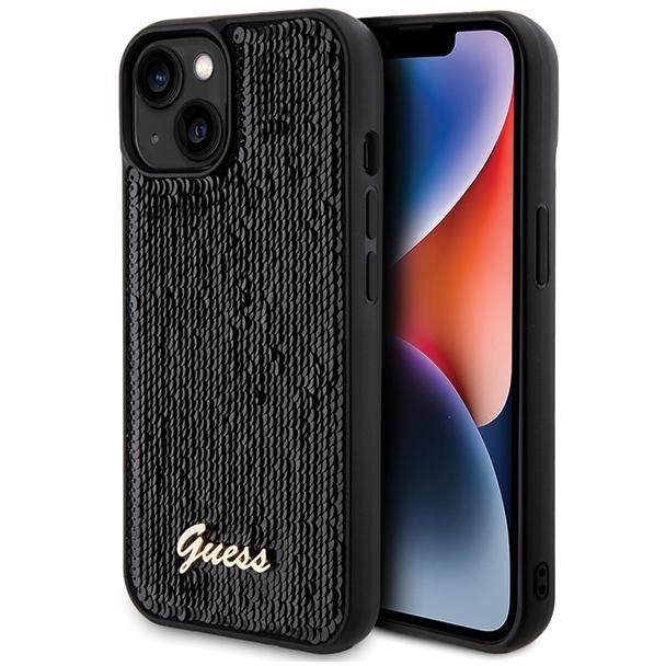 GUESS futerał do IPHONE 13 / 14 / 15 GUHCP15SPSFDGSK (Sequin Script Metal) czarny