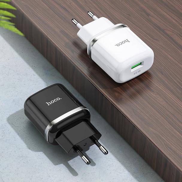 Ładowarka sieciowa do telefonu Hoco USB A QC3.0 3A 18W N3 czarna