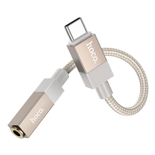 Adapter AUX USB C (męski) do Jack 3,5 mm (żeński) Hoco UPA32C złoty