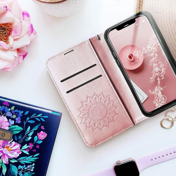 Etui z klapką na Samsung A32 5G Mezzo Book mandala złoto-różowe