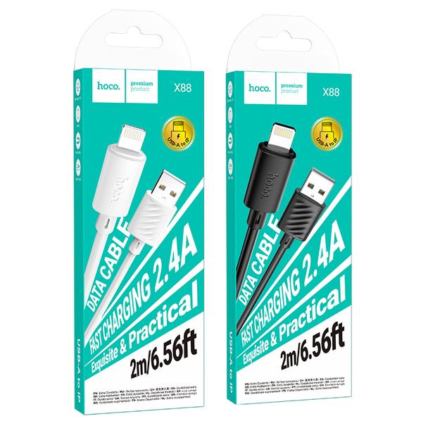 Kabel USB A do Lightning Hoco 2,4A 2 m X88 biały
