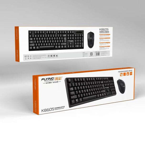 Zestaw klawiatura QWERTY + myszka przewodowy USB A K8605  U+U