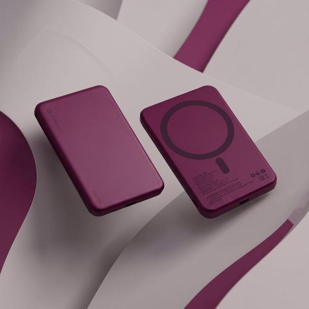 Powerbank zgodny z MagSafe Forcell F-Energy Slim F5K9 QC4.0 PD3.0 15W 5000 mAh burgundowy  0INT
