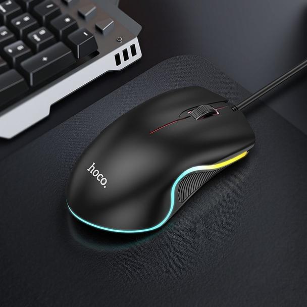 Myszka przewodowa Hoco USB A 1000 dpi z podświetleniem GM19 czarna