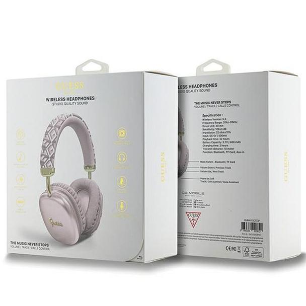 GUESS słuchawki bezprzewodowe bluetooth nauszne GUBHK1GCTCSP (Gcube Metallic Script Logo) różowe