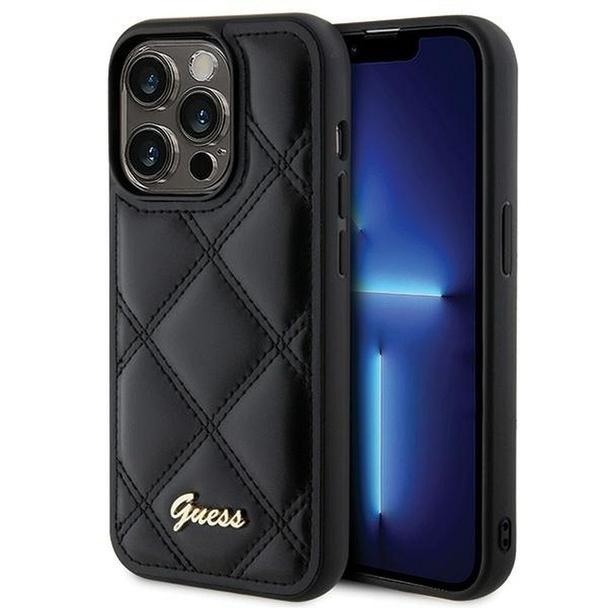 GUESS futerał do IPHONE 15 Pro GUHCP15LPSQSQSK (Quilted Metal Logo) czarny