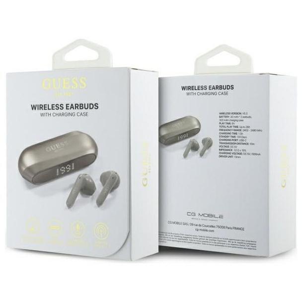 GUESS słuchawki bezprzewodowe bluetooth TWS GUTWSC2MCDSD (Elongated Metallic Classic Printed Logo) złote