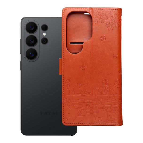 Etui z klapką na Samsung S26 ULTRA Mezzo Book koty brązowe