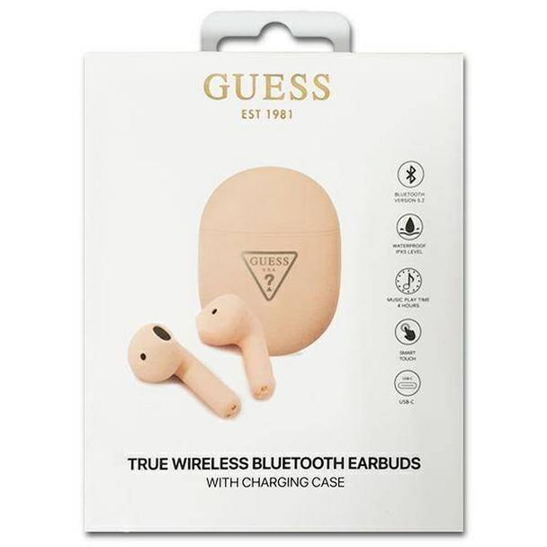 GUESS słuchawki bezprzewodowe bluetooth TWS + stacja dokująca GUTWST82TRP (Triangle Logo) różowe