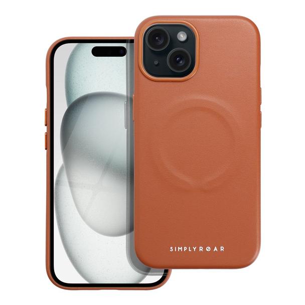 ROAR futerał LEATHER MAG kompatybilny z MagSafe do IPHONE 15 Brązowy